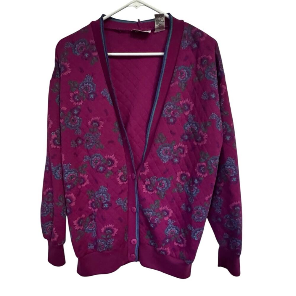 Vtg‎ Gitano XL Women’s Small Quilted Cardigan Sweater Missing Button Stain READ